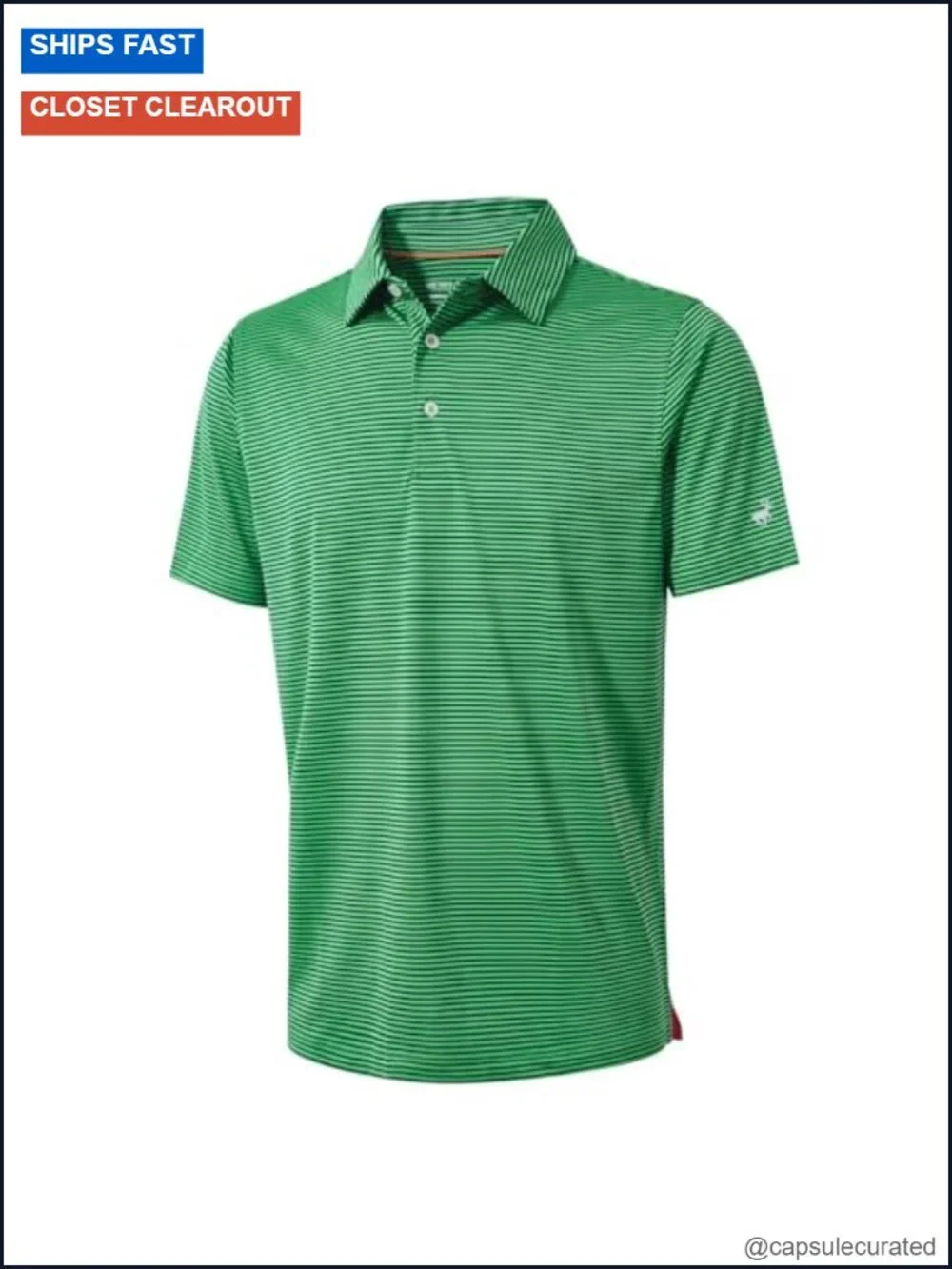 Striped Performance Polo Shirt Golf Tennis Quick Dry